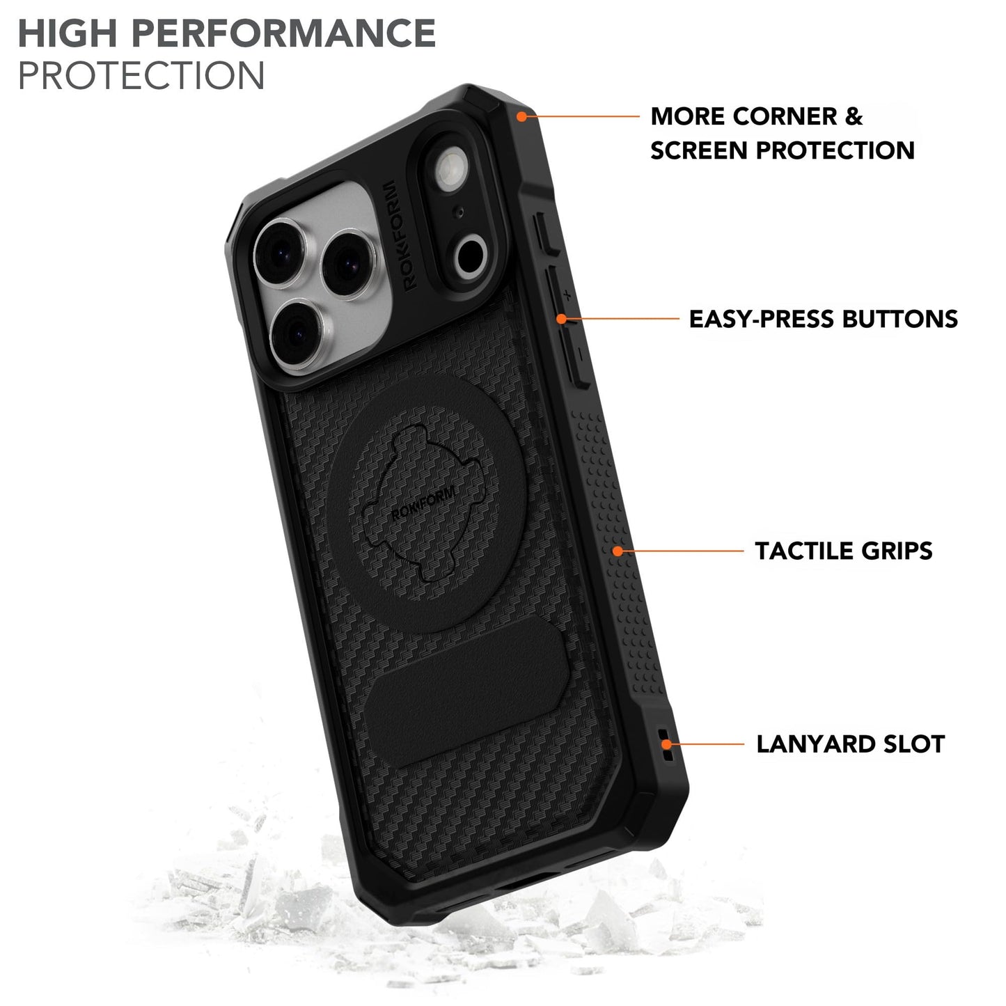 ROKFORM Rugged Case for iPhone 17 Pro Max, Magnetic + RokLock (Black)