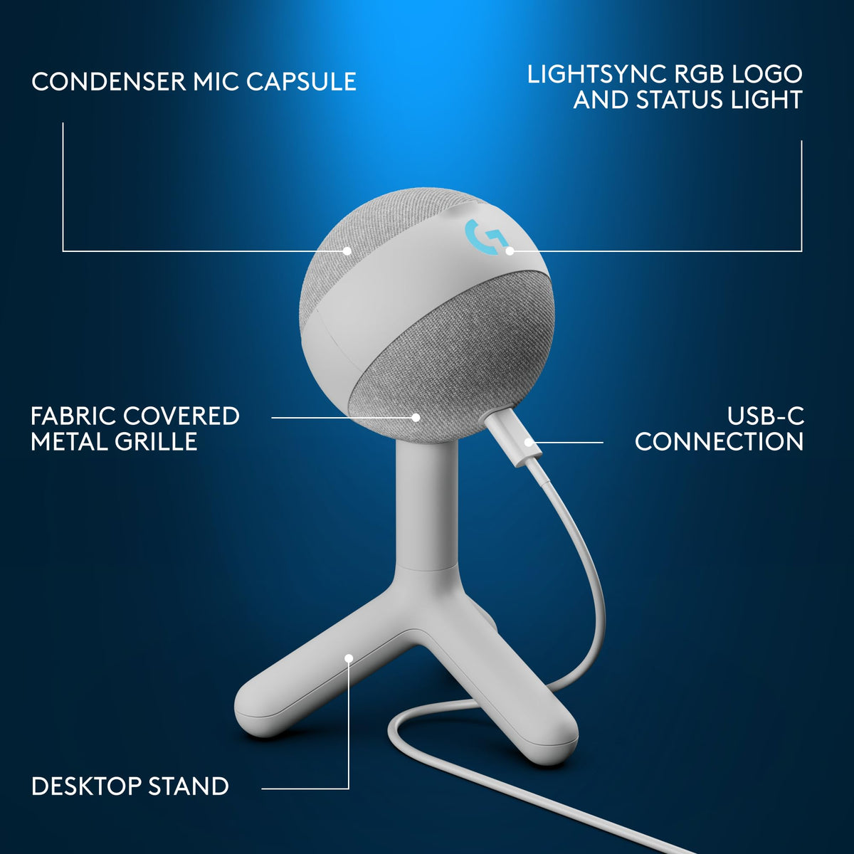 Logitech G Yeti Orb Condenser RGB Gaming Microphone - Off White