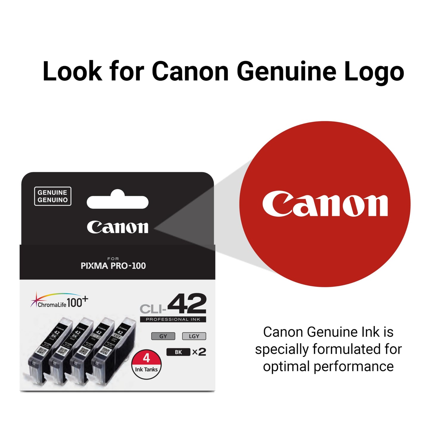 Canon CLI-42 Genuine Four Color Pack, Compatible with PIXMA PRO-100 Printers