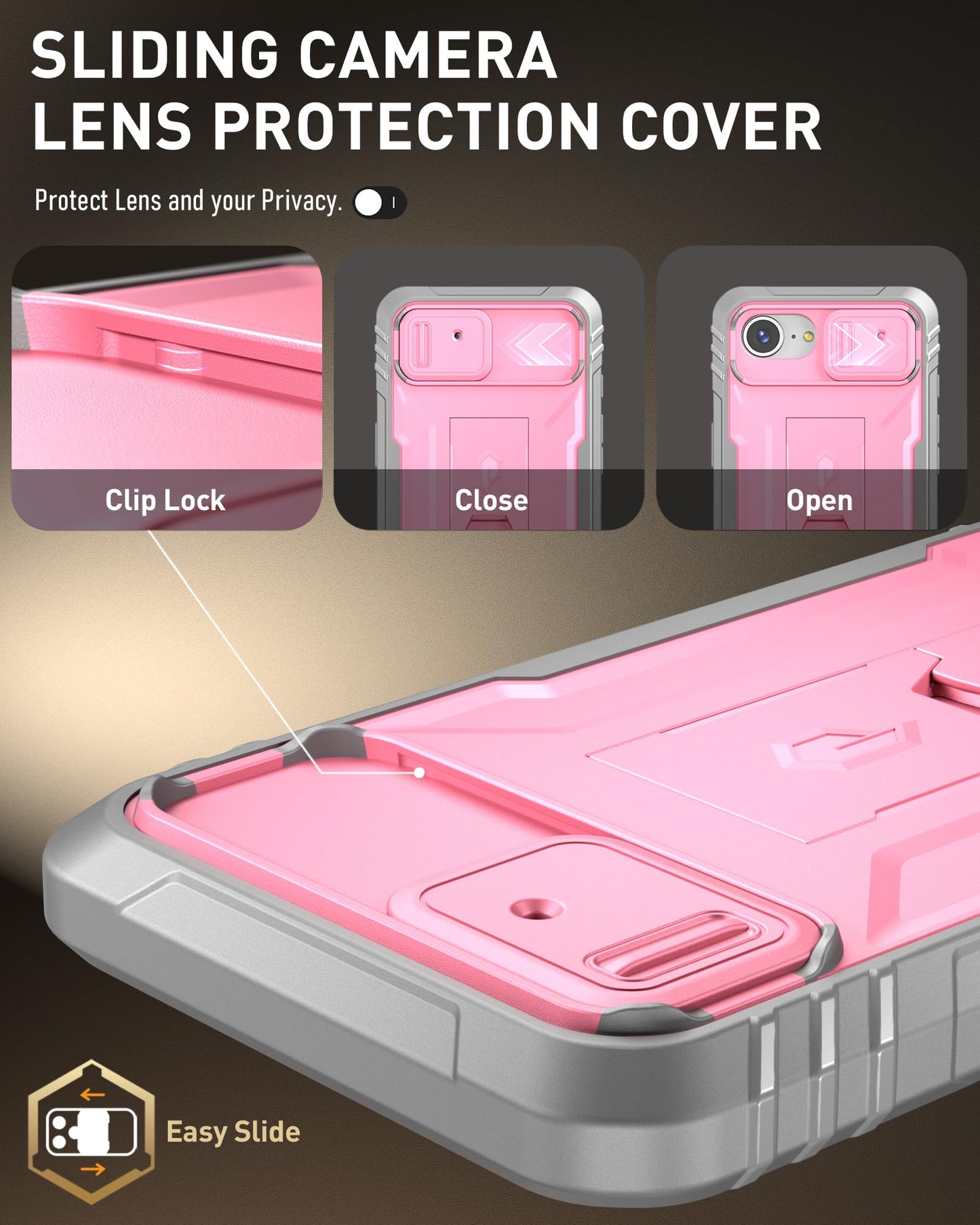 Poetic Revolution for iPhone 17e Case & iPhone 16e 6.1 inch Case, [Slide Camera Cover], Full-Body Military Grade Rugged Shockproof Cover