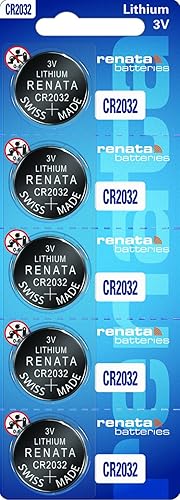 Renata CR2032 Batteries - 3V Lithium Coin Cell 2032 Battery (5 Count)