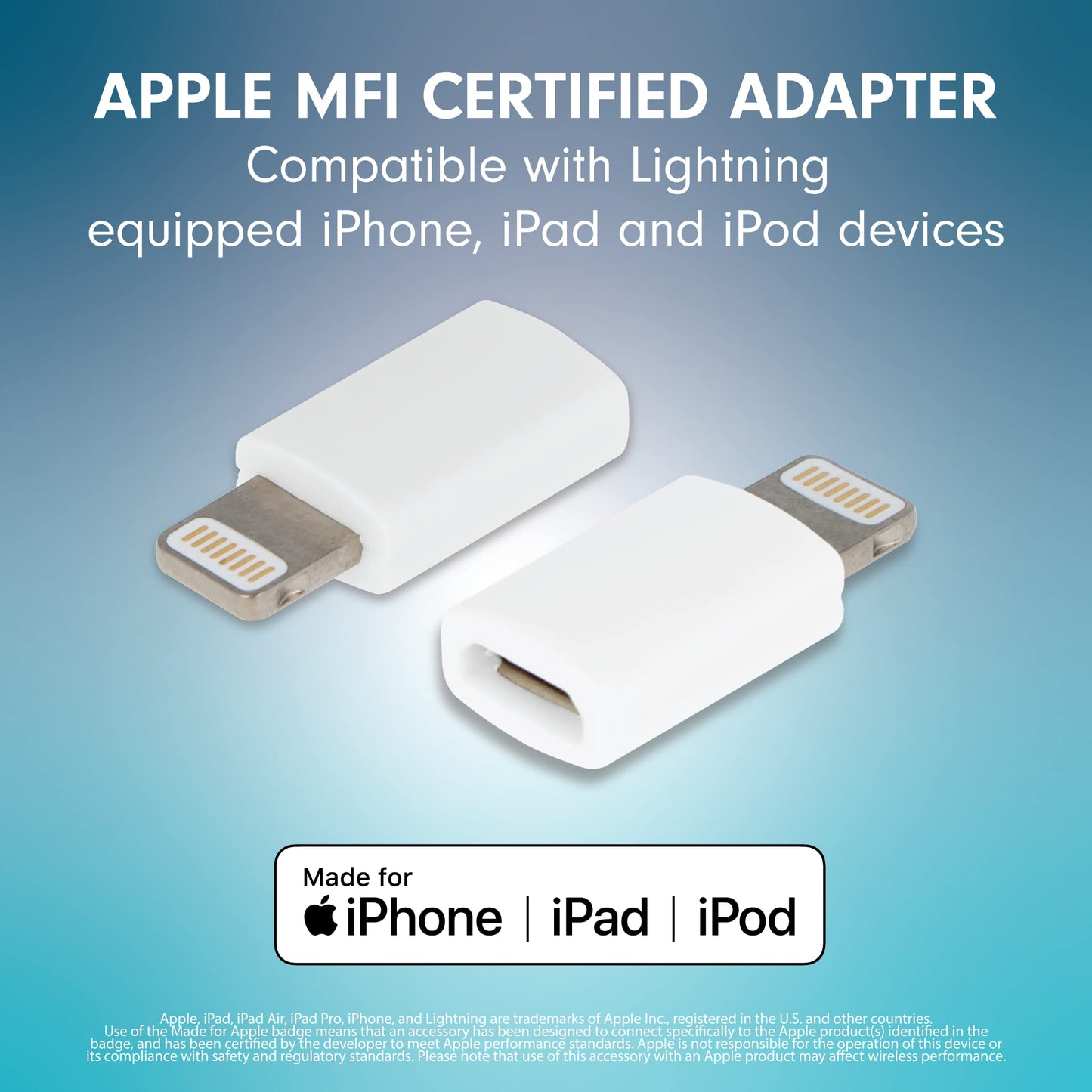 VisionTek Micro USB to Lightning Adapter - 2 Pack - MFi Certified Adapter for iPhone, Ipad, iPod and AirPods. Compatible with iPhone 12/12 Pro/12 Pro…