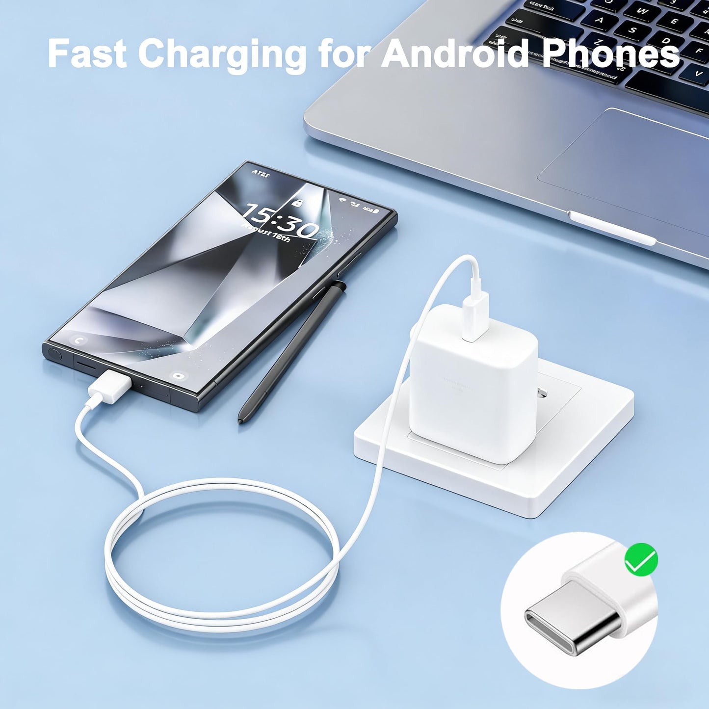 Samsung USB C Super Fast Charger,2Pack 45W Type C Android Phone Charger Block with 10FT Type C Fast Charging Cable for Samsung Galaxy S26