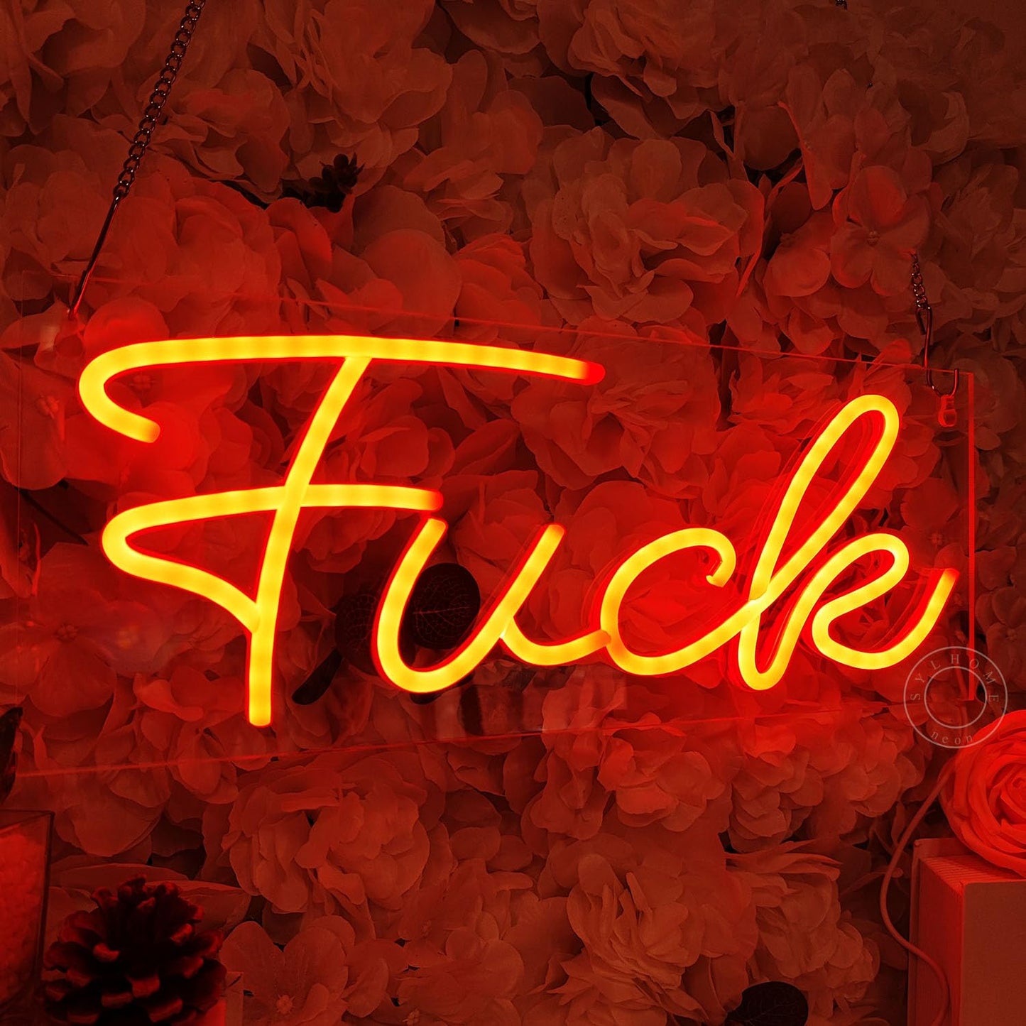 SYLHOME LED Neon Light Sign Fuck Red 15.8"X5.9" Cool Wall Decor Sign for Bedroom Kid's Room Man Cave Bar Pub Club Game Room, Birthday Party
