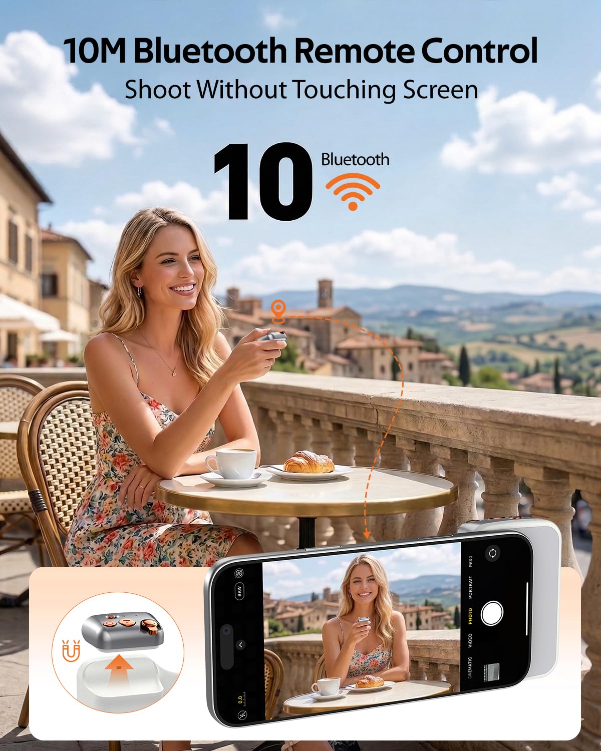 Magnetic Phone Camera Grip, Phone Selfie Grip + Selfie Light for iPhone & Android with Wireless Shutter Button, Creator Kit