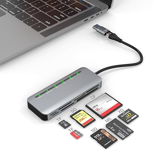 Memory Stick Pro Duo Adapter for iPhone, 7 in 2 Camera Card Reader SD/TF/CF/XD/Sony Pro Duo Stick with USB C USB3.0 Adapter, 5Gbps Sony Memory Stick
