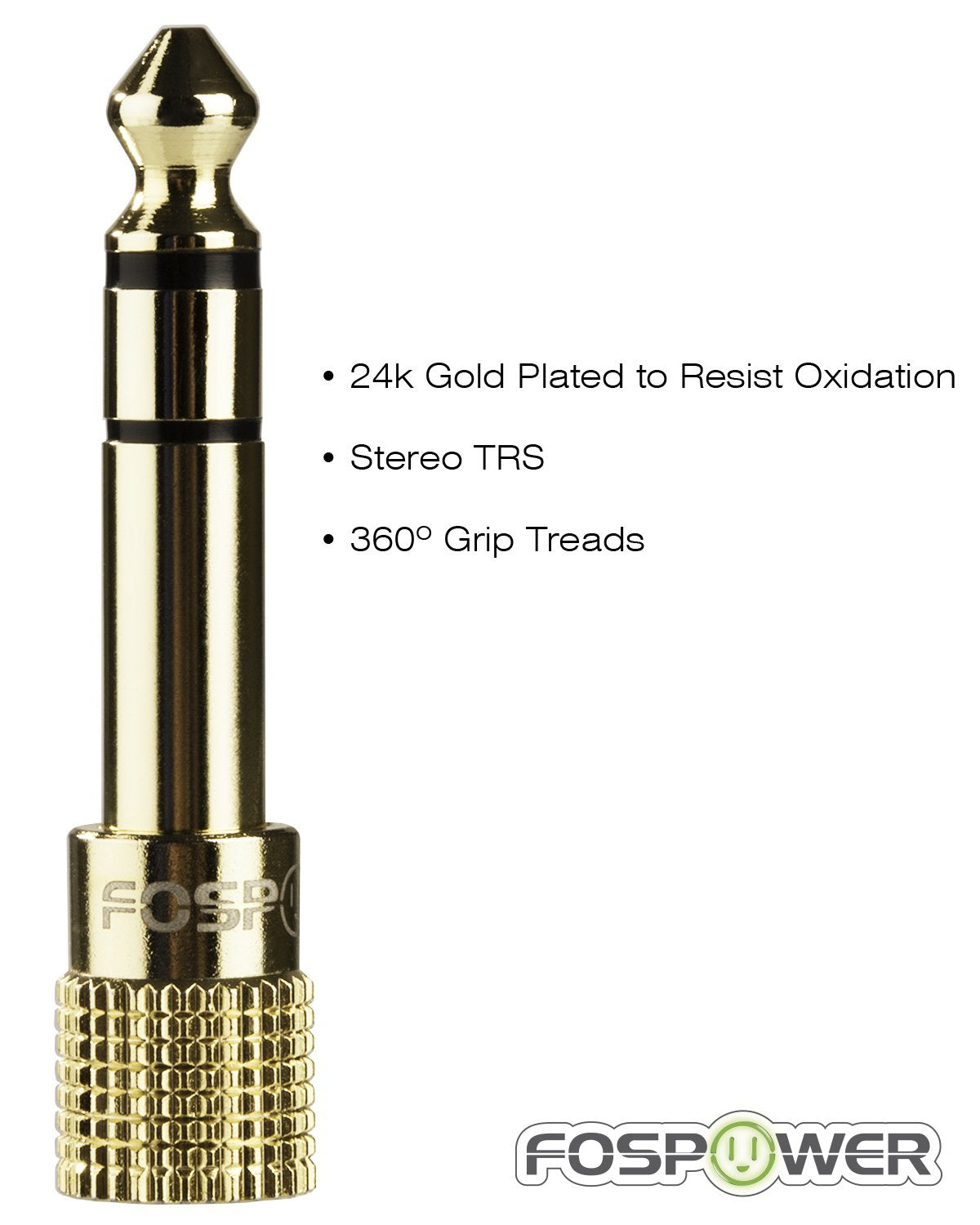 FosPower 6.35mm (1/4 inch) Male to 3.5mm (1/8 inch) Female 3-Conductor TRS AUX Stereo Audio Headphone Jack Adapter - 24K Gold Plated (1 Pack)