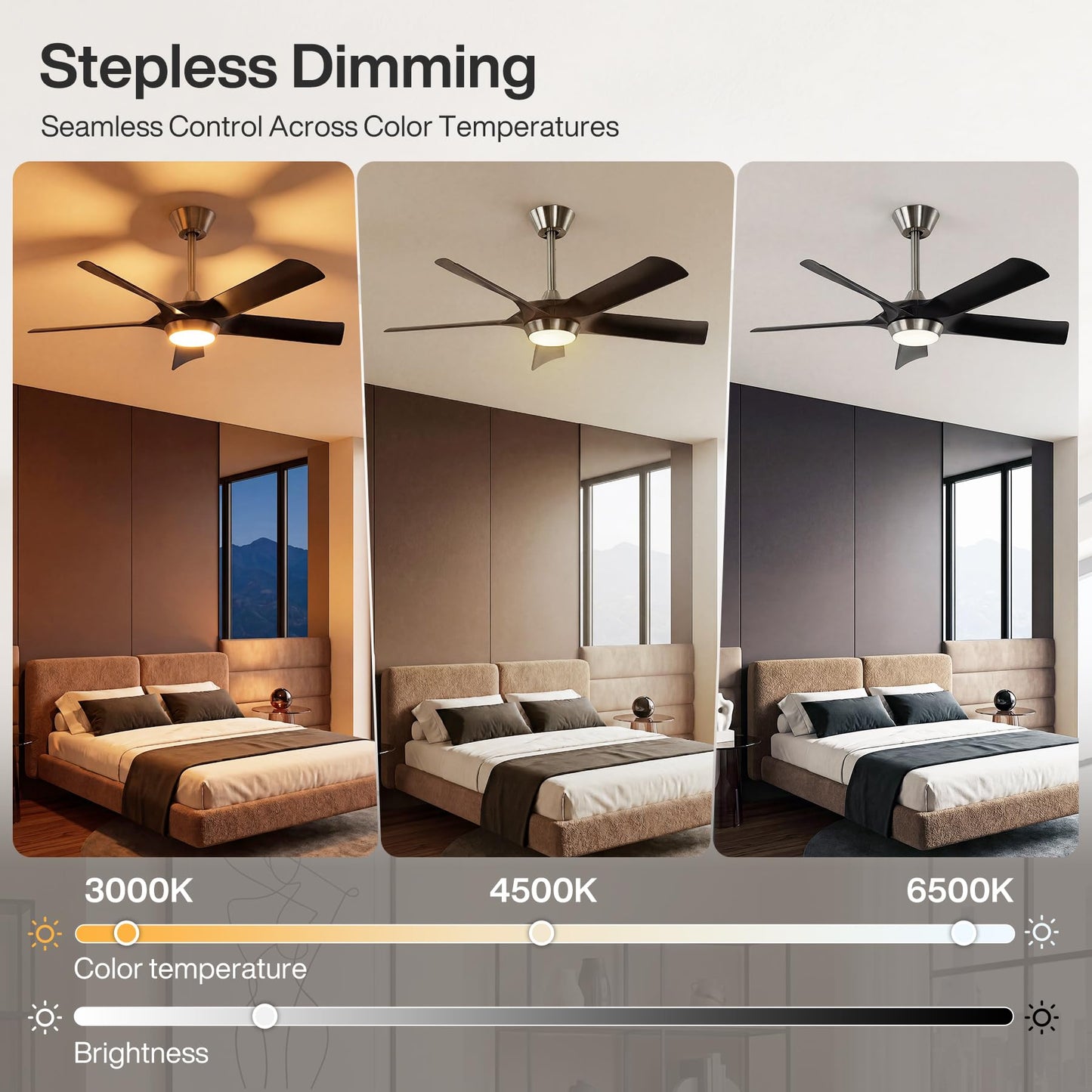 Tribesigns 52" Modern Ceiling Fan with Light Remote Control, Dimmable LED Reversible Fan Light, Quiet DC Motor 5-Blade Smart Ceiling Fan for Living