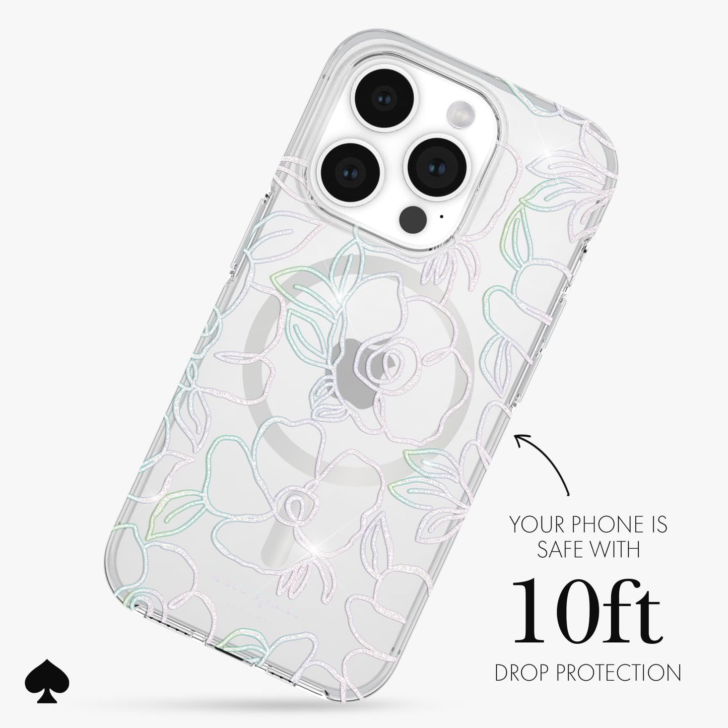 kate spade new york iPhone 15 Pro Case - Modern Floral Silver