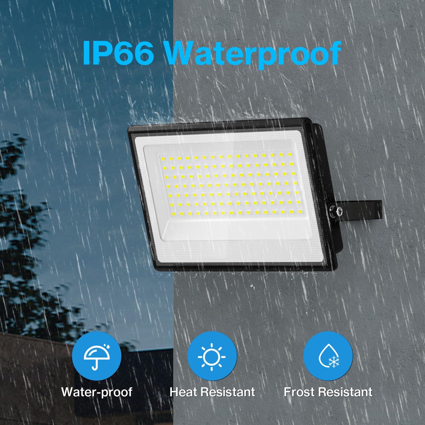 Olafus 130W Flood Lights Outdoor, 13000lm LED Work Light Plug in, 6500K Daylight White Led Flood Light Outdoor, IP66 Waterproof Security Lights