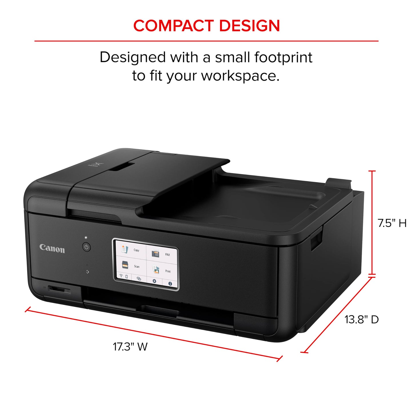 Canon PIXMA TR8620a - All-in-One Printer Home Office|Copier|Scanner|Fax|Auto Document Feeder | Photo, Document | Airprint (R), Android, Black, Works