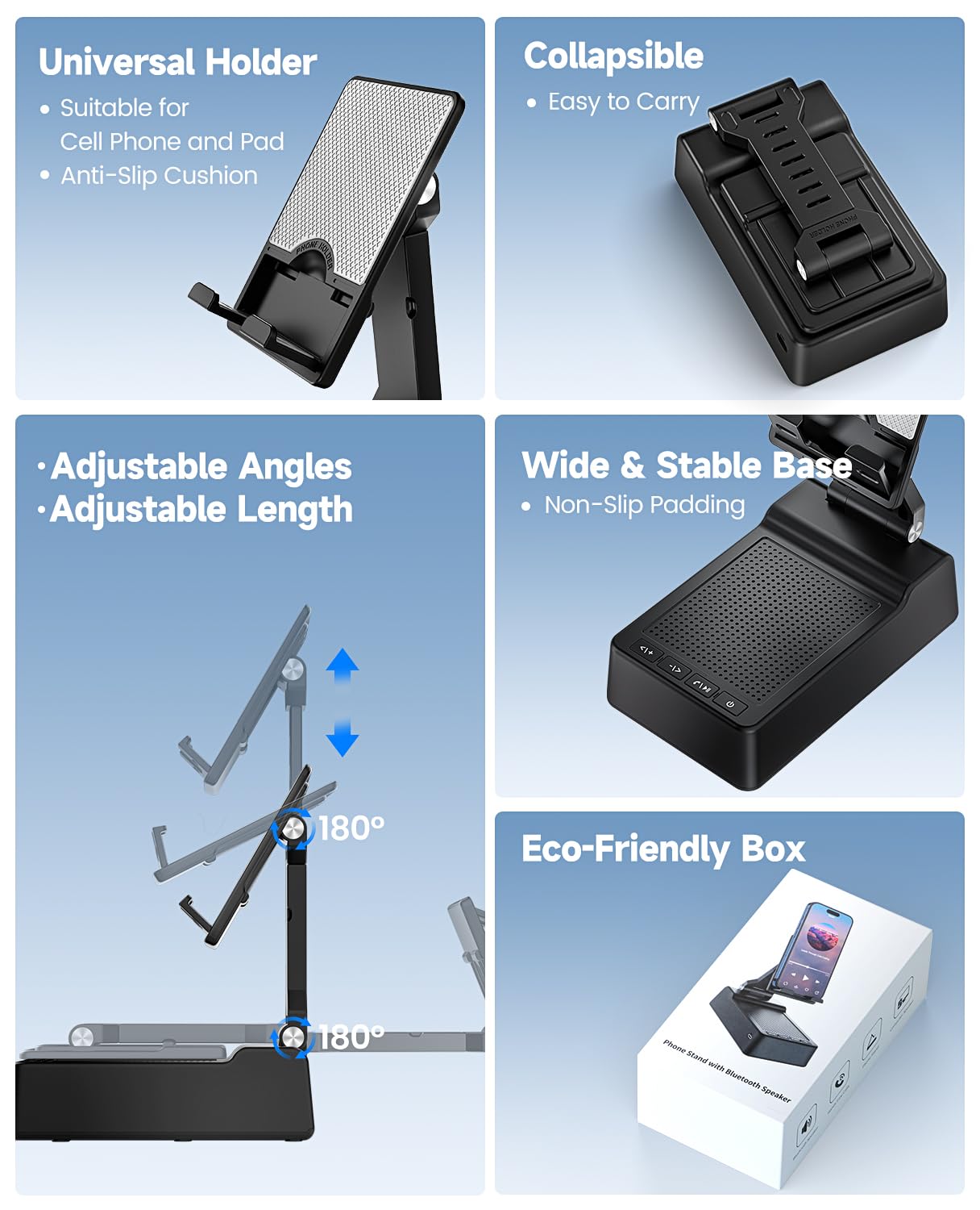 Gifts for Men Women, Phone Stand with Bluetooth Speaker, HD Surround Sound Speaker, Compatible with all iPhone/Android phones iPad Kindle, Cool Gadget
