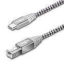 Fasgear 6ft USB C to USB B Cable Nylon Braided Printer Scanner Cord with Metal Connector Compatible with MacBook Pro, AiO, Brother, HP, Canon, Samsung