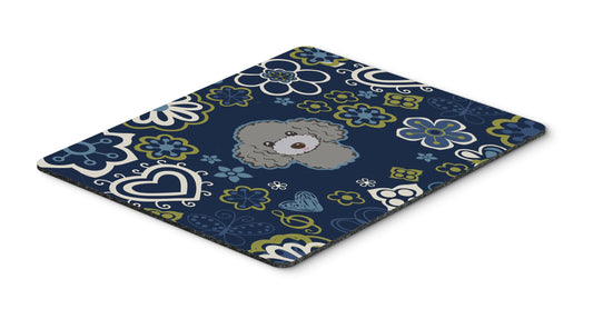 Caroline's Treasures BB5110MP Blue Flowers Silver Gray Poodle Mouse Pad, Hot Pad or Trivet for Home Office Gaming Working Computers Laptop Mouse