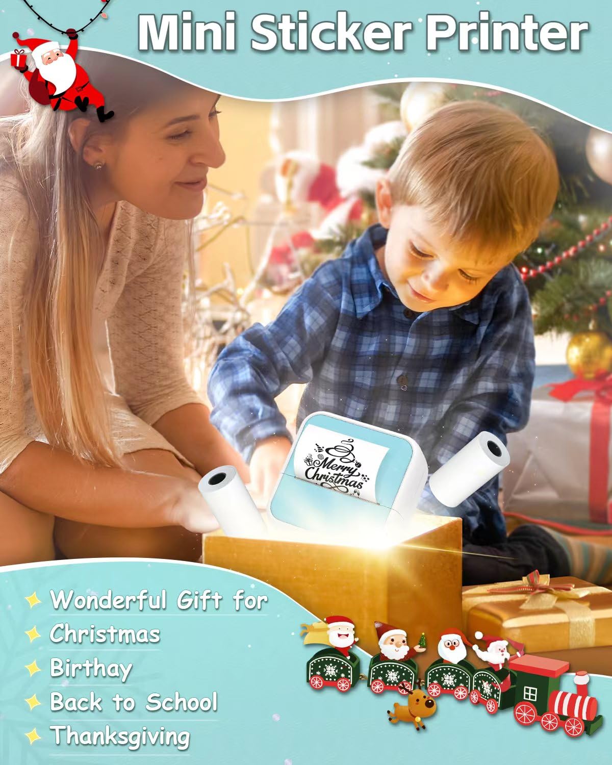 Sticker Printer - Printpods Mini Printer with Stickers, Print Pod, Bluetooth Inkless Printers, Sticker Maker, Portable Thermal Printer for iphone