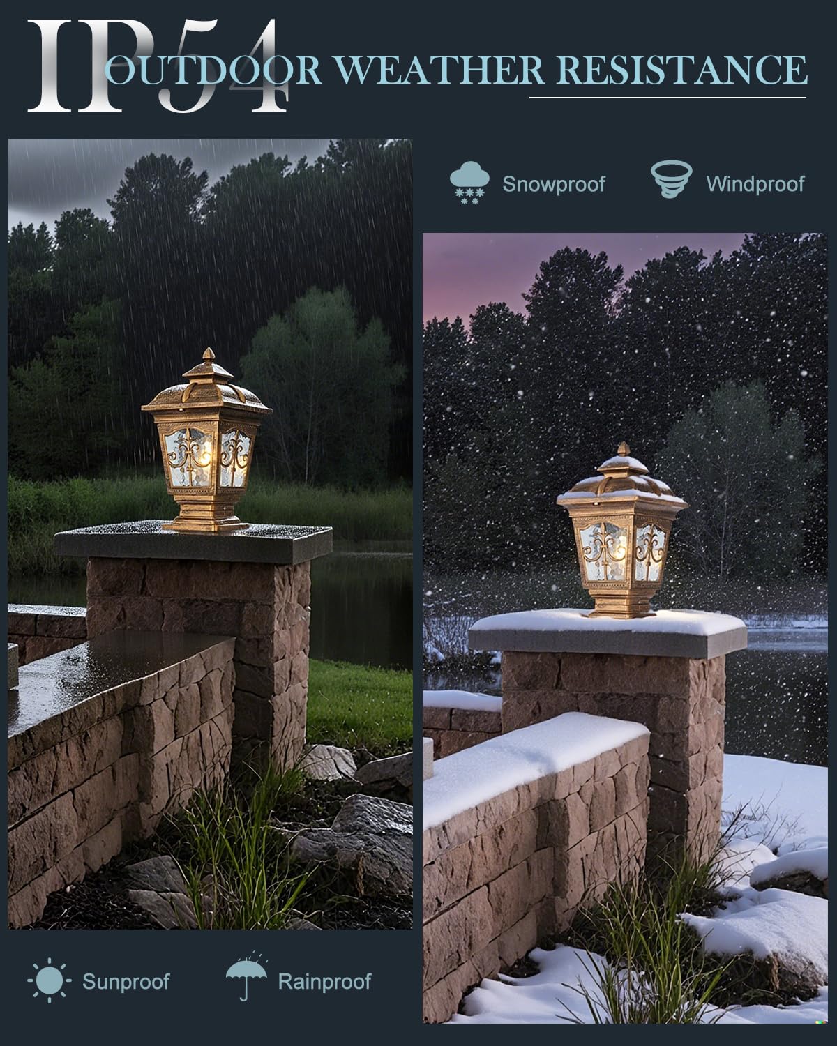 PTOUG 2 Pack Outdoor Post Light, Bronze Post Lamp Fixture, Antique Street Lights for Patio, Garden, Fence Lawn, Pathway, Driveway, Front/Back Door.