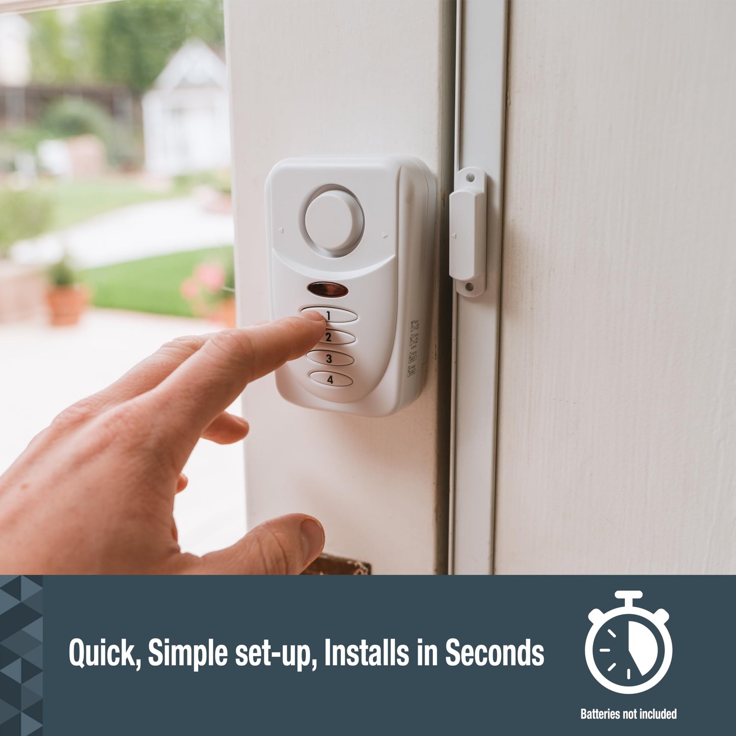 Sabre Elite Wireless Door Alarm with Exit/Entry Delay Mode, Home Mode & Keypad, Deters Intruders w/ 120dB Alarm Heard Up to 1,500 ft, Versatile