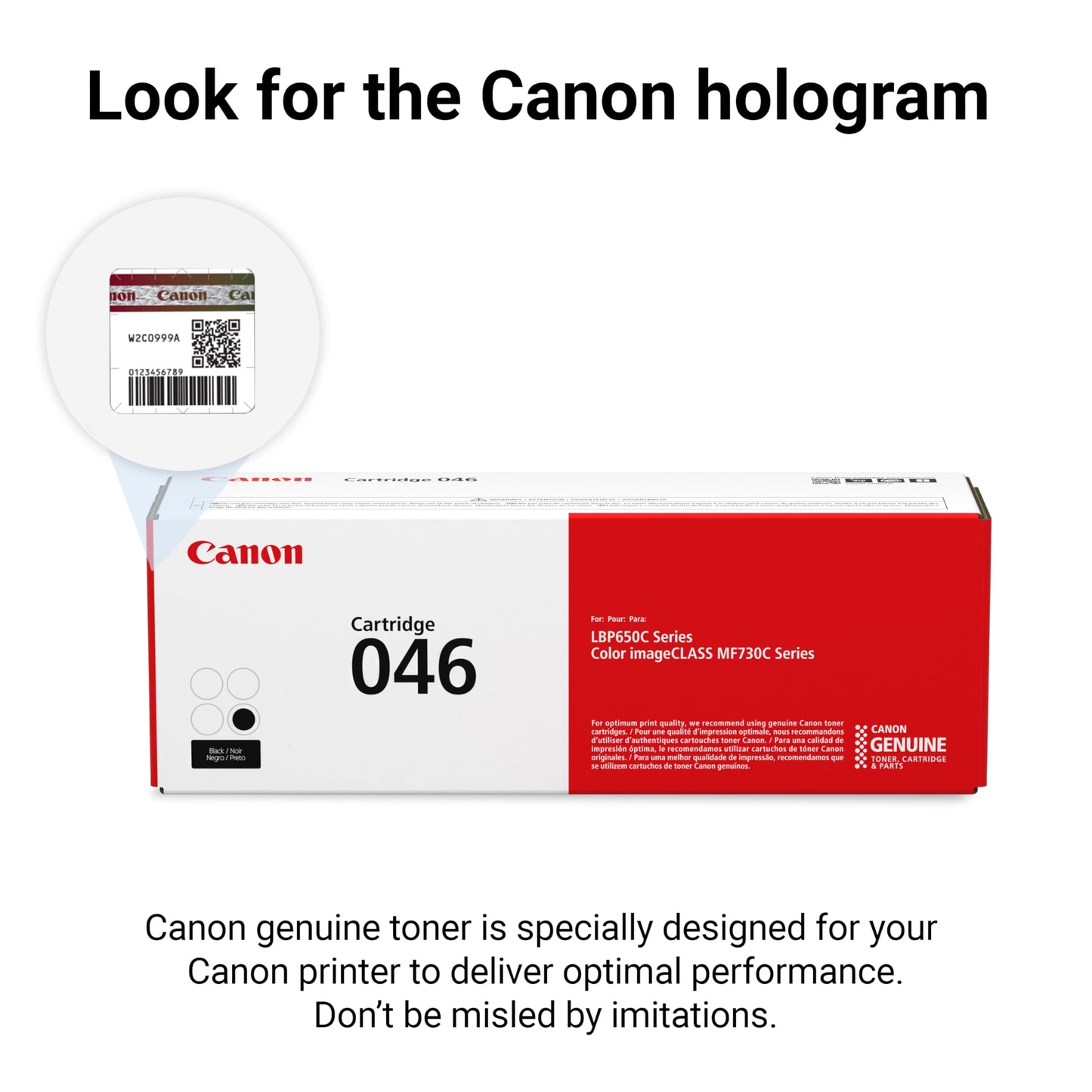 Canon Genuine 046 Black Toner Cartridge Compatible with LBP654Cdw, MF731Cdw, MF733Cdw, MF735Cdw