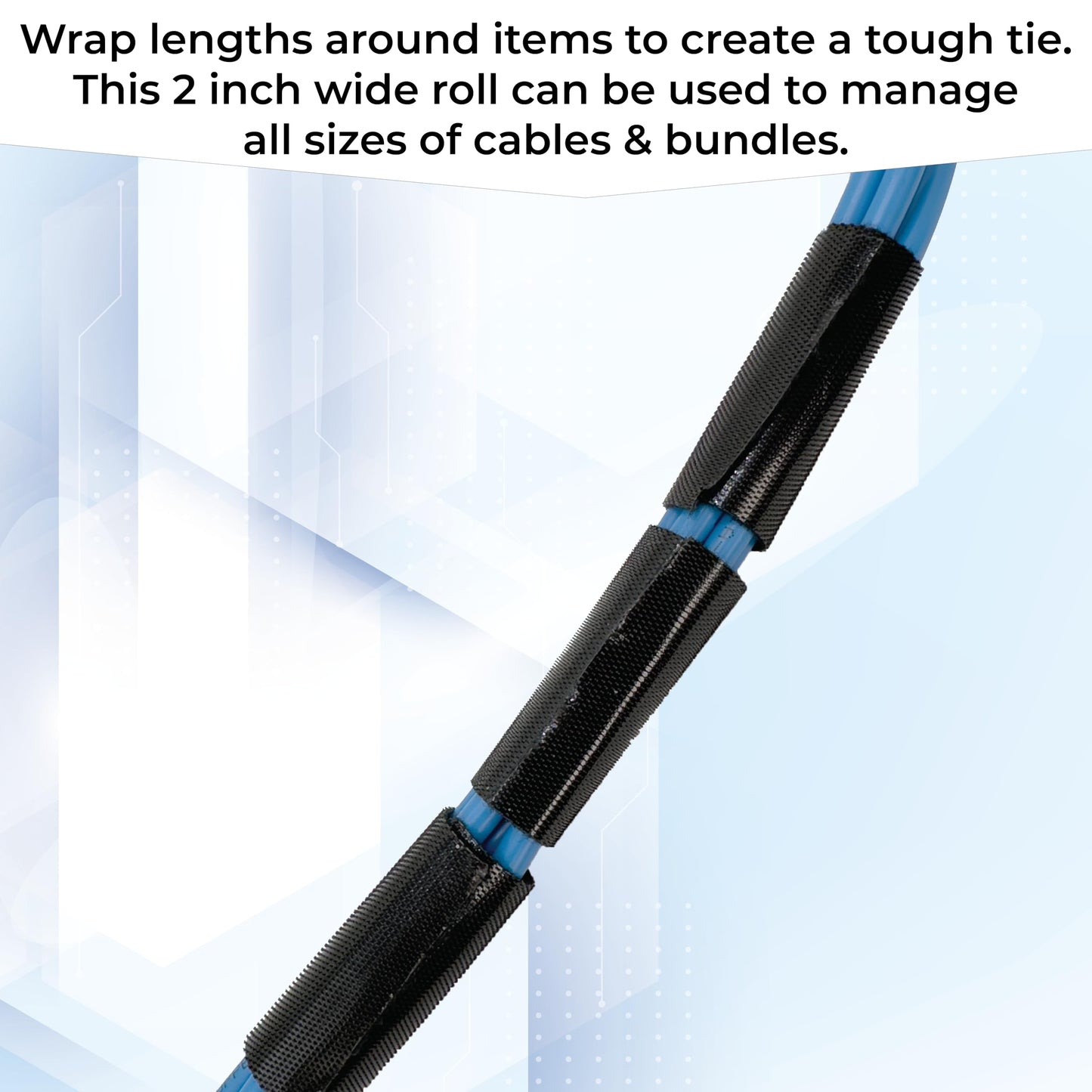 8001 Reusable Cable Tie Roll 82ft x 2 Inch Hook and Loop Tape for Wire Management Heavy Duty Straps Velcro for Cords Organization Adjustable Nylon