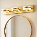 PHIXART LED Bathroom Light Fixtures, 24inch Gold Vanity Lights, Modern 3 Light Acrylic Wall Sconces, 350° Rotatable Wall Lighting Fixture Over Mirror