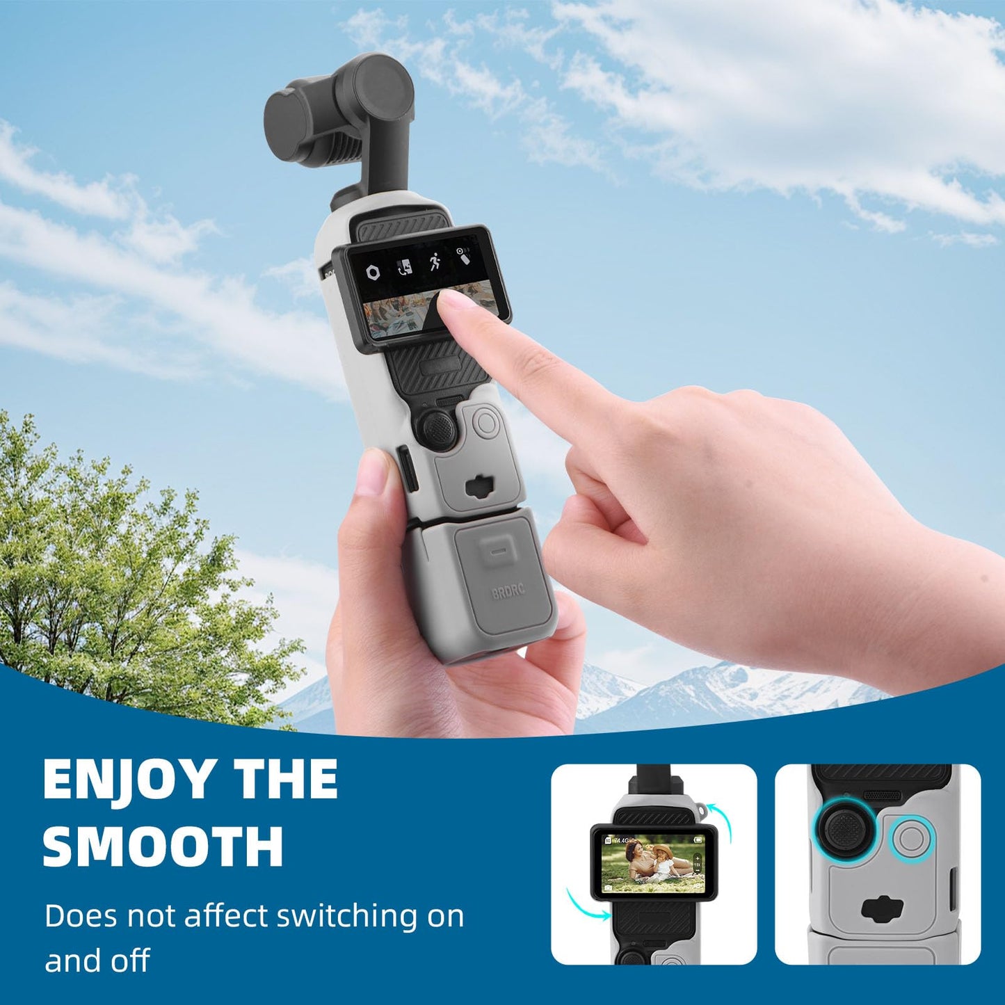 BRDRC Pocket 3 Silicone Cover, For Xtra Muse Protective Case Lens Protector Scratch-Resistant Sleeve Skin Compatible with DJI OSMO Pocket 3 Creator