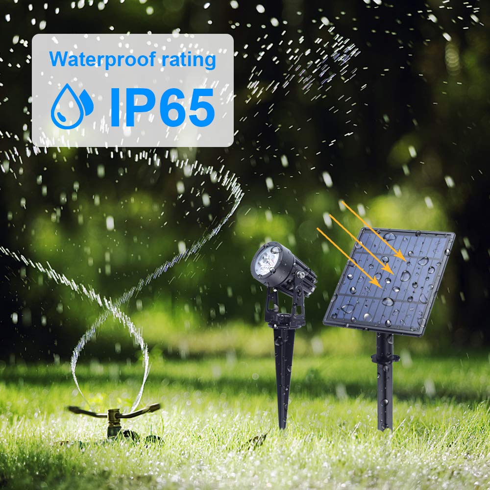 APONUO Metal Solar Spot Lights Outdoor with 9.8ft Cable Solar Powered Landscape Lighting Low Voltage IP65 Waterproof Auto On/Off for Outside Garden