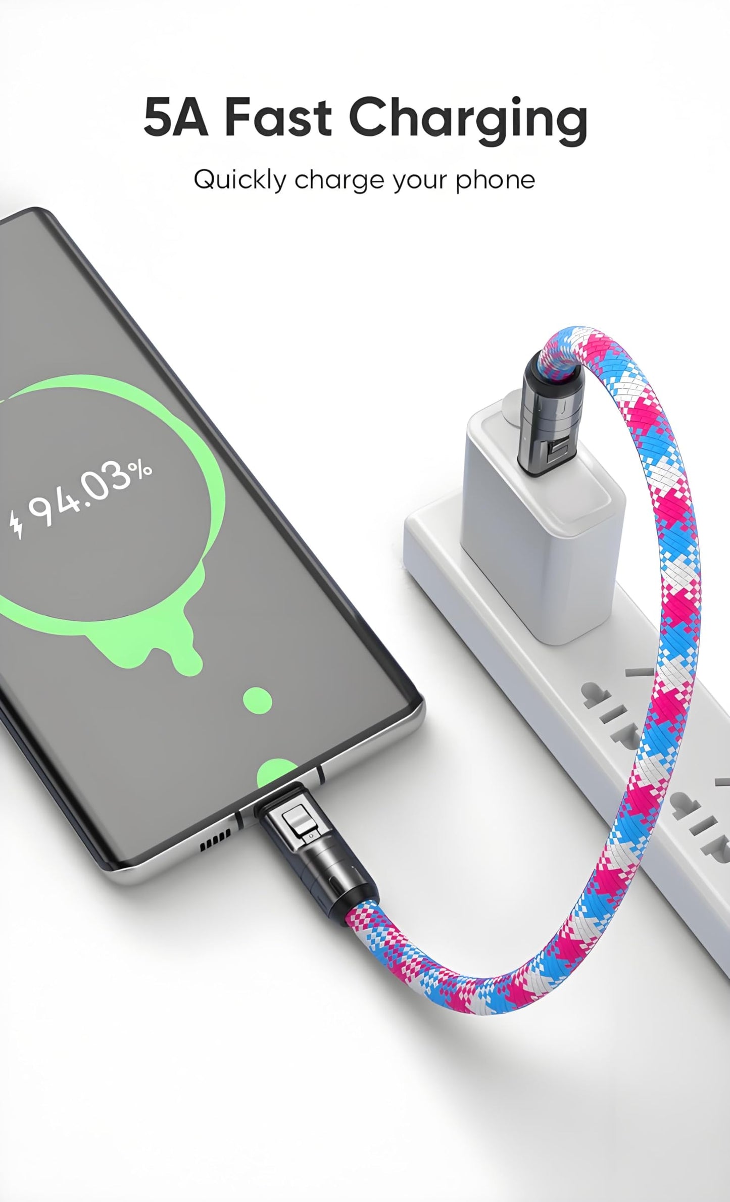 USB C Cable Fast Charging and Phone Lanyard,480Mbps Speed,(4Ft 5A) Braided Cell Phone Lanyard Compatible with Apple iPhone 15,16 iPad,Samsung