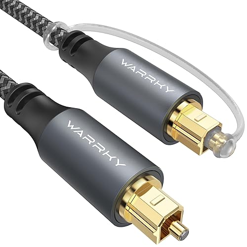 Warrky Optical Audio Cable, 6ft / 1.8m Optical Cable for Soundbar, TV, Stereo Systems, Home Cinema [Nylon Braided, Slim Metal Case], Fiber Optic Audio