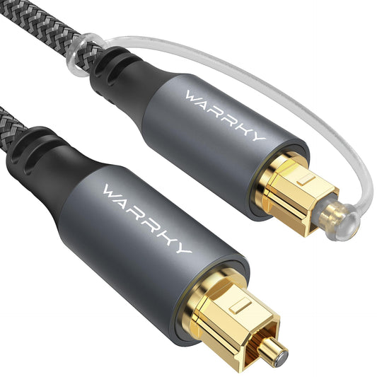 Warrky Optical Audio Cable, 6ft / 1.8m Optical Cable for Soundbar, TV, Stereo Systems, Home Cinema [Nylon Braided, Slim Metal Case], Fiber Optic Audio