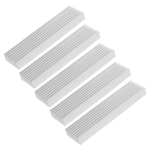 uxcell 5 Pcs Aluminum Heat Sink, Silver Tone Aluminium Radiator Heatsink Cooling Fins Cooler for Led Amplifier Transistor IC Module, 100x25x10mm/4 x1