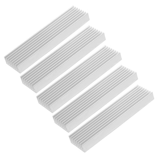 uxcell 5 Pcs Aluminum Heat Sink, Silver Tone Aluminium Radiator Heatsink Cooling Fins Cooler for Led Amplifier Transistor IC Module, 100x25x10mm/4 x1