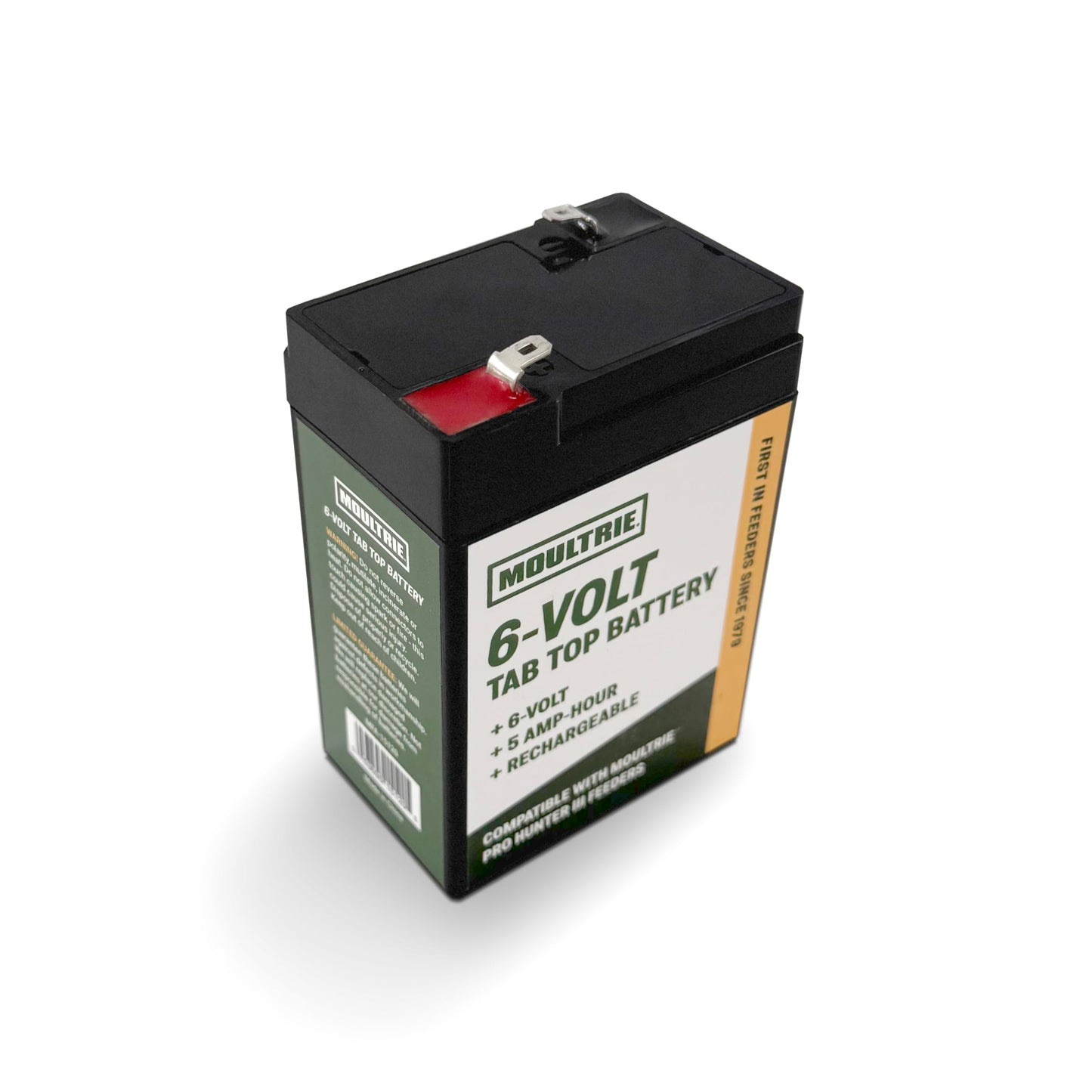 Moultrie 6 Volt Tab Top Battery - Designed for Moultrie Pro Hunter 3 Series Feeders - 5 Amp Hour - Rechargeable
