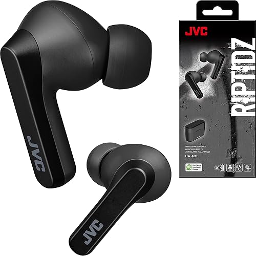 JVC RIPTIDZ True Wireless Headphones with Touch Sensor Operation, Single Ear use, IPX5, Bluetooth 5.1, Long Battery Life (up to 30 Hours) - HAA9TB
