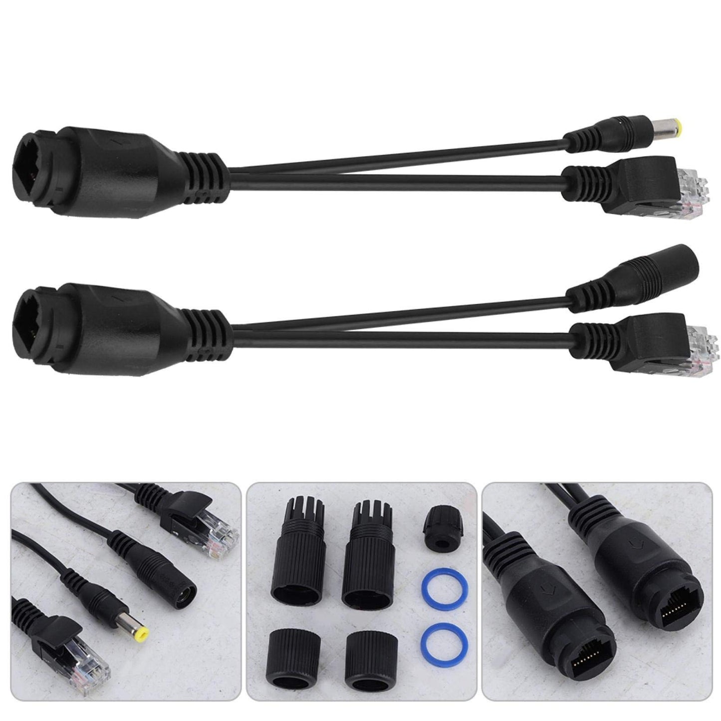 POE Adapter, 12V Passive Ethernet Power Supply Portable Ultra-Long Cable Distributor(Black)