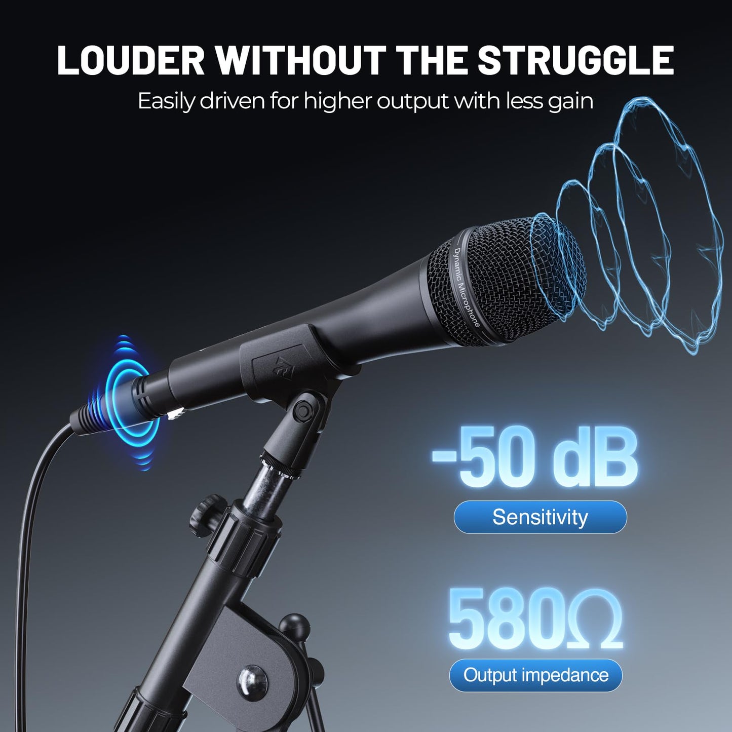 Phenyx Pro Vocal Microphone, Supercardioid Dynamic Mic with 16.4 ft XLR Cable, Mic Clip, Storage Bag, Wired Handheld Microphone for Singing, Stage