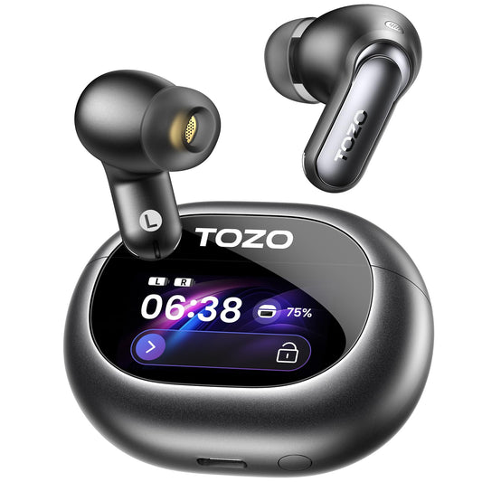 TOZO NC20 Pro Active Noise Cancelling Wireless Earbuds with Smart Touch Screen, LDAC Hi-Res Audio, Stereo Bass, 6 Mics AI Call Ear Buds, 80H…