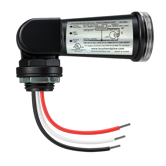 Touch & Glow Photocell LED Light Sensor - Lighting Control with Swivel Mount - IP65 Waterproof - Outdoor Light Sensor for LED, CFL- UL Listed