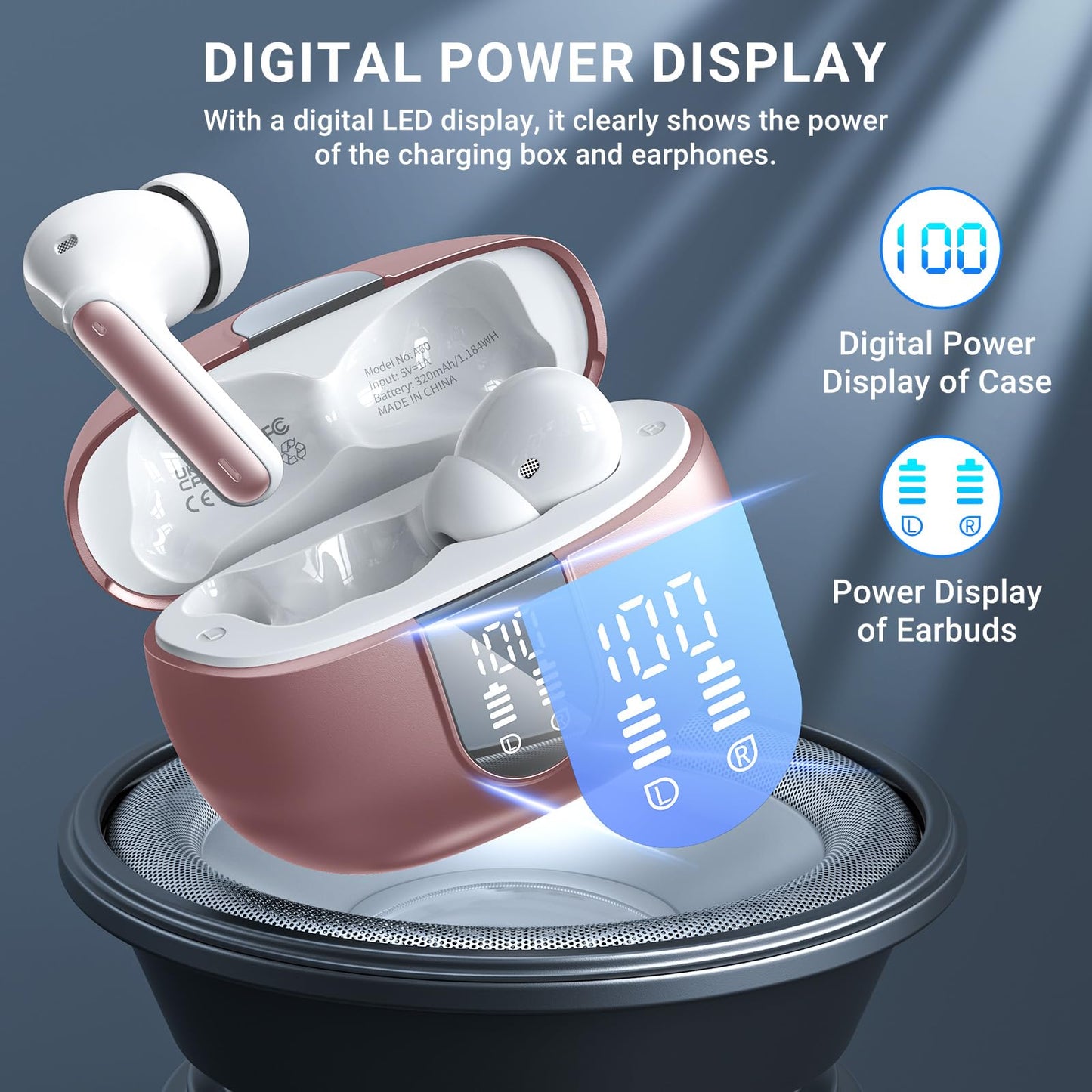 Wireless Earbuds, 2024 Wireless Headphones HiFi Stereo Earphones with 4 ENC Noise Canceling Mic, 42Hs Playtime In Ear Earbud, Bluetooth 5.3 Sport
