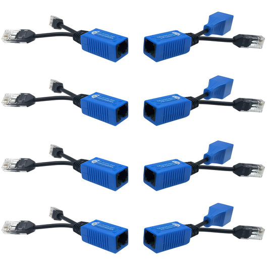 AIMHD 4 Pair RJ45 Ethernet Combiner, Cat5 PoE Splitter, 2-in-1 (2 Cameras Over 1 Cable) Adapter for 8 IP Security Camera NVR Surveillance System
