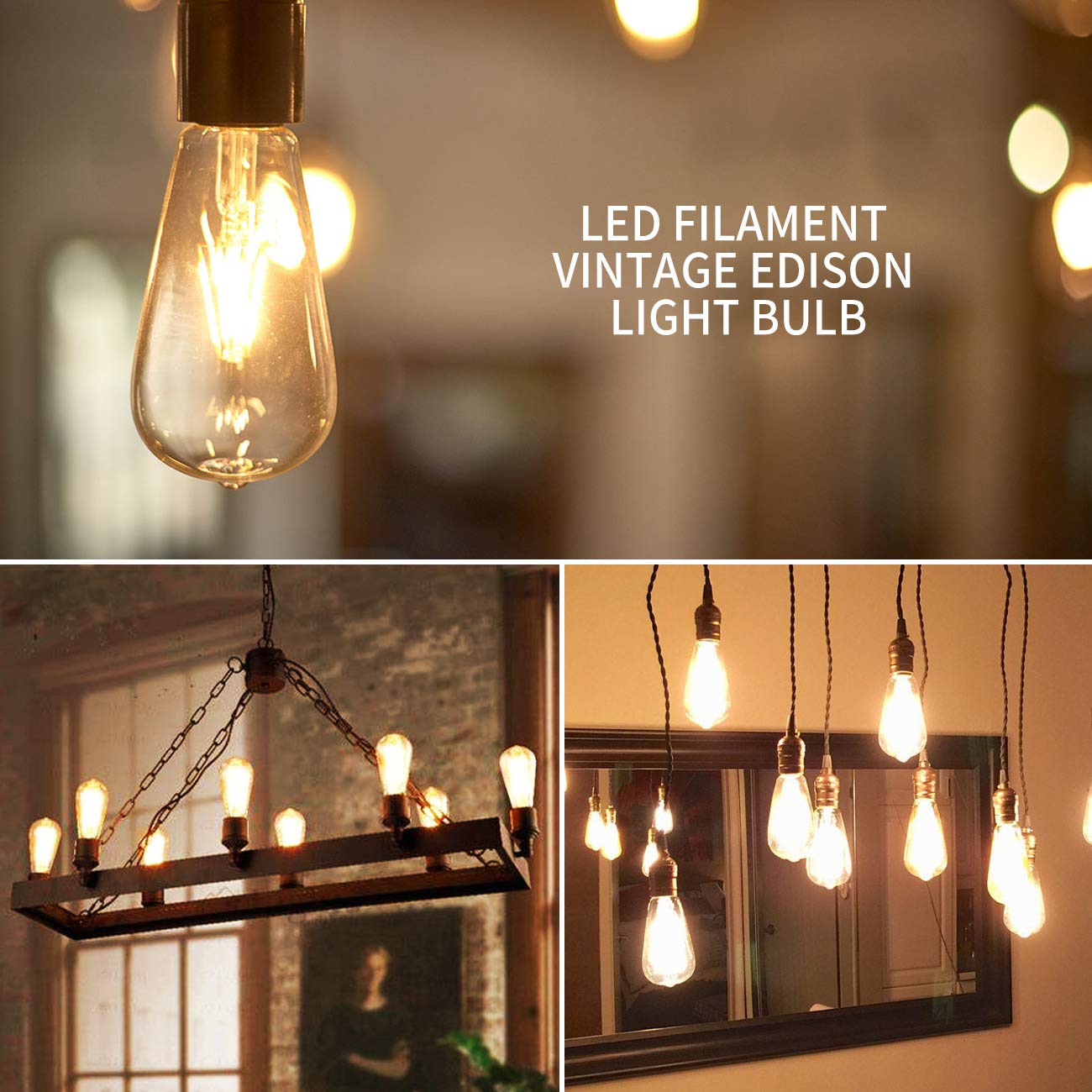 ANWIO Clear ST21 LED Edison Light Bulb 7W=60W 800LM 2700K Warm White Bulb