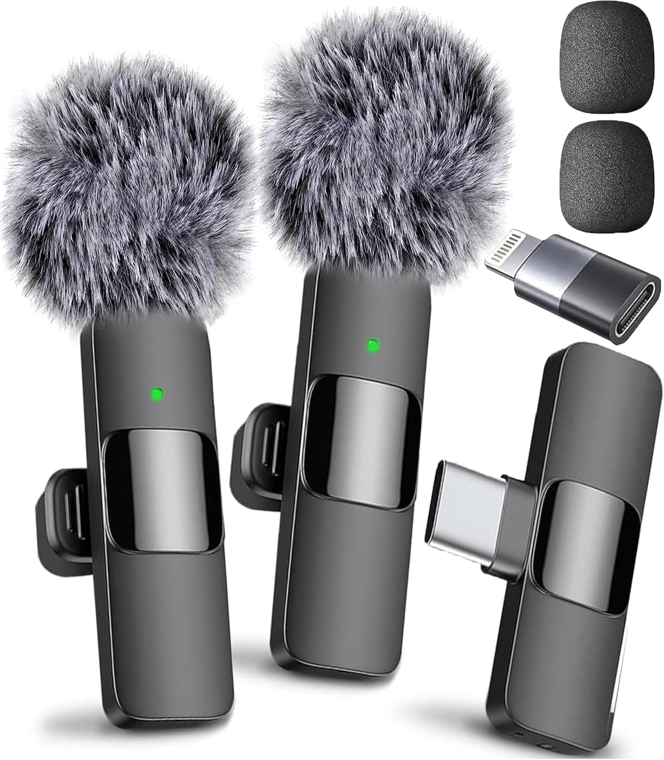 Mini Mic Pro (Latest Model) - Wireless Mini Microphone for iPhone, iPad, Android - 2 Pack Lavalier Microphone for Video Recording - iPhone Mic Crystal