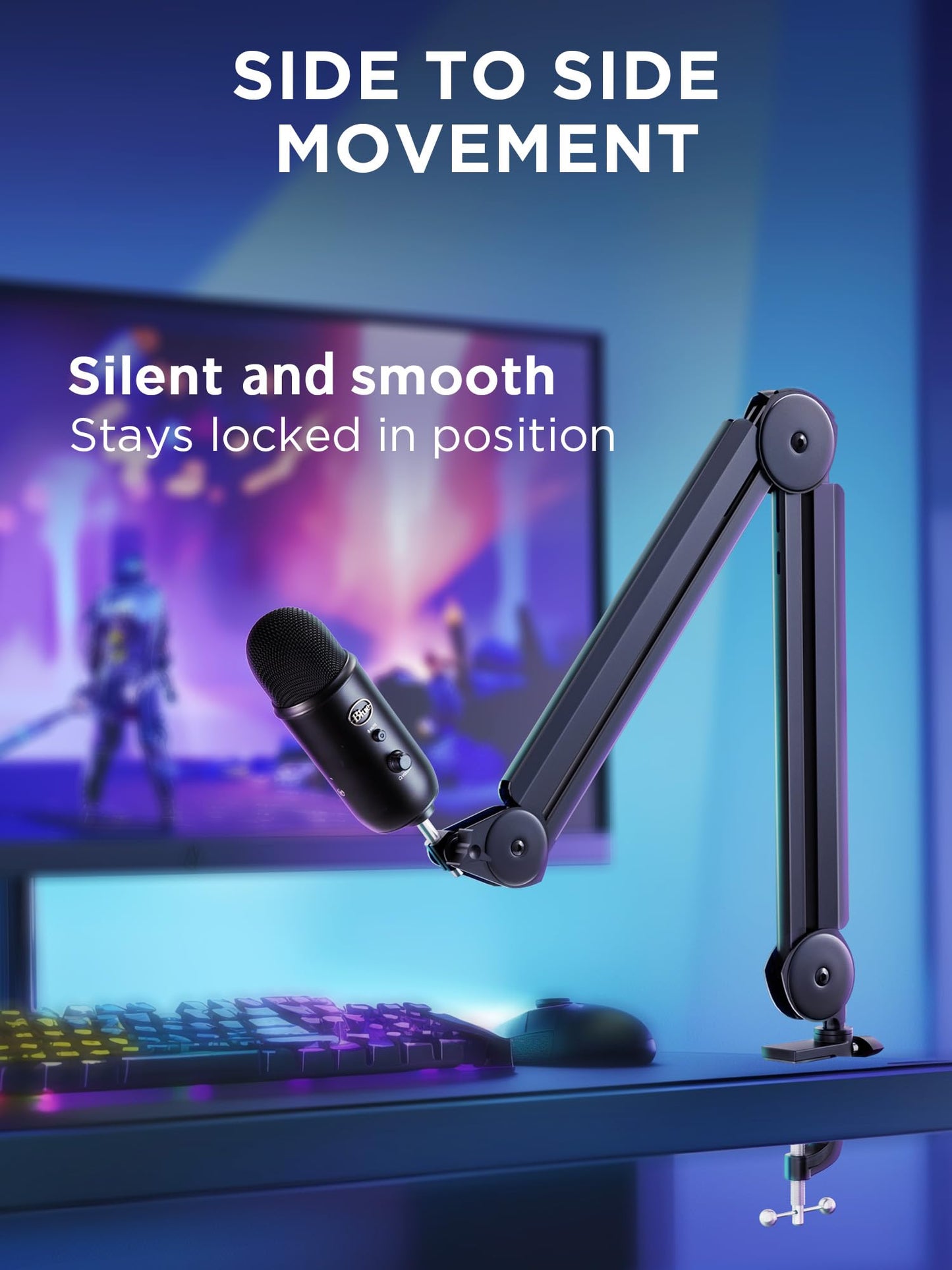 InnoGear Mic Boom Arm Microphone Stand Cable Management for Blue Yeti FIFINE AM8 K669B HyperX QuadCast S SoloCast AT2020 Shure SM7B MV7 and Other