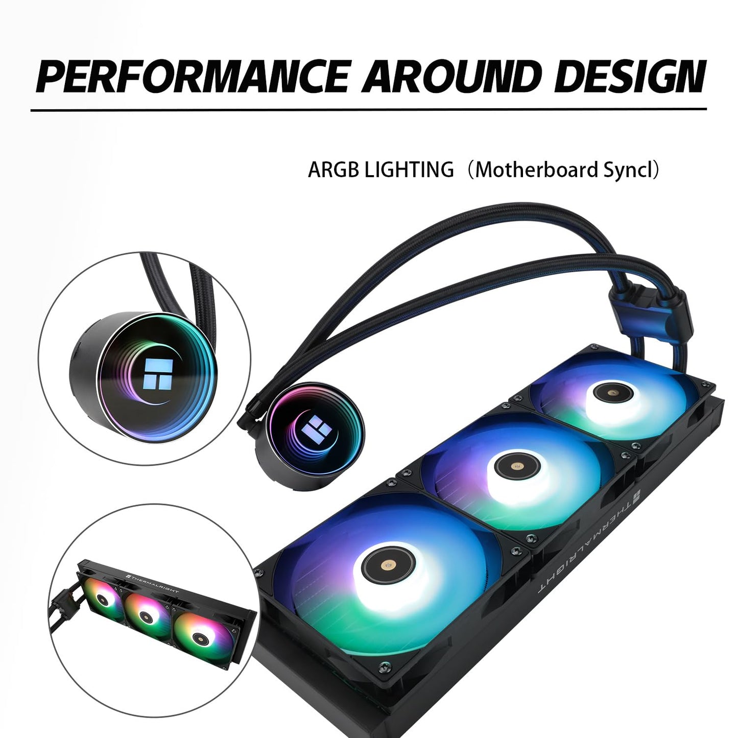 Thermalrlght Frozen Notte 360 Black ARGB v2 Water Cooling CPU Cooler, 360 Black CPU Cooler Specifications, 3 PWM Fans,S-FDB V2 Bearings,Suitable