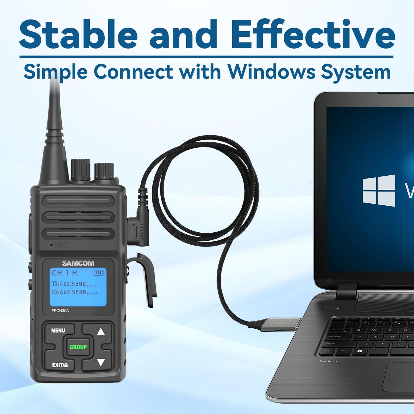 SAMCOM Radio Programming Cable USB Plug & Play No Driver Needed for Windows System Compatible FPCN30A FPCN10A Two Way Radio