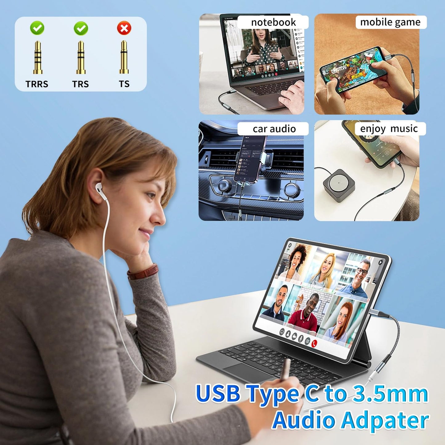 Usb C To 3.5mm Aux To Usb C Adapte(2 Pack), Usb C To Aux Adapter Type C Hi-Fi Usb C To Headphone Jack Adapter For Iphone 17 Pro Max/17 Pro, 16/15 Pro