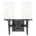 Westinghouse Lighting 6324900 Courtfield Two-Light Indoor Wall Fixture, Distressed Aluminum Finish with White Opal Glass