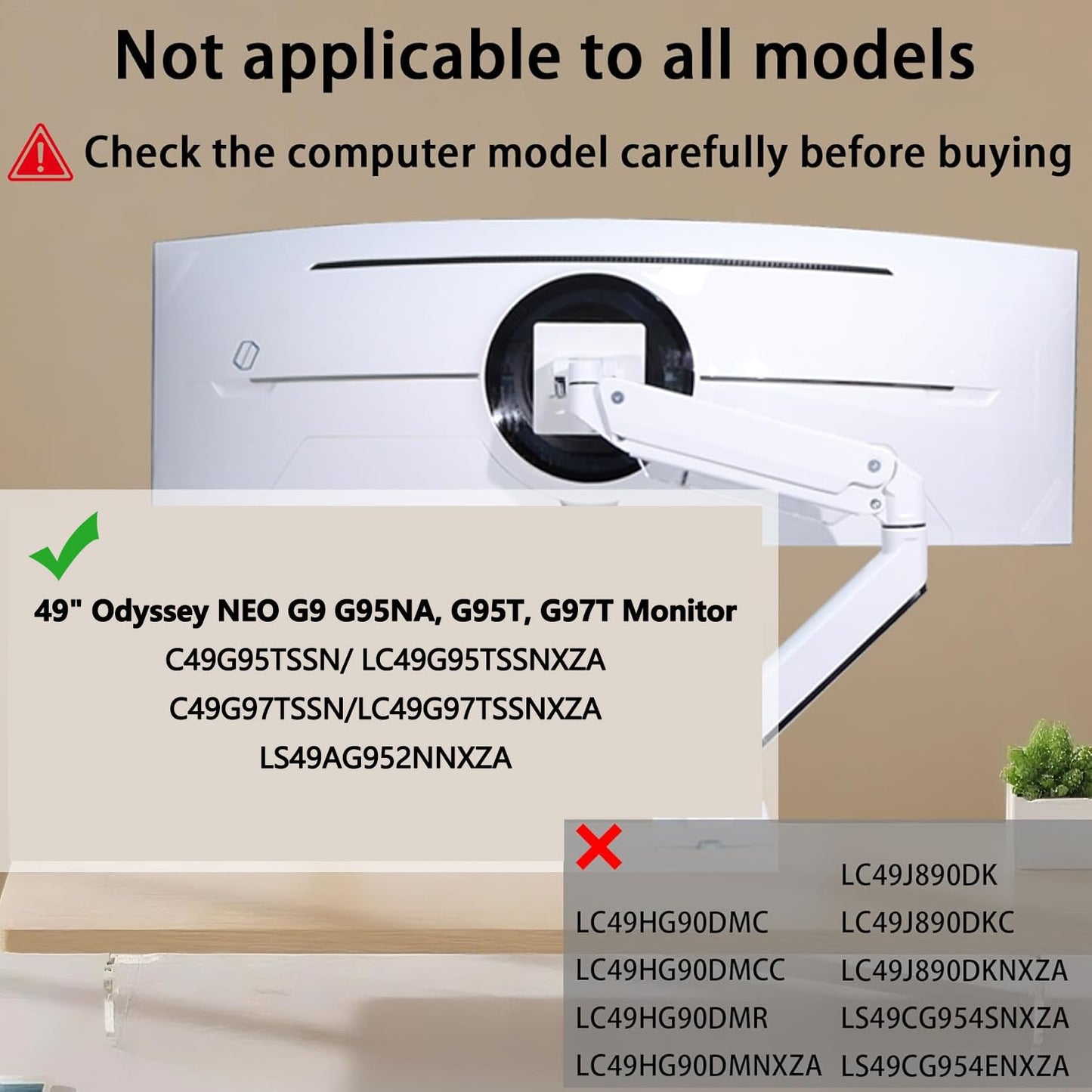 Odyssey G9 VESA Adapter Wall Mount Compatible with Samsung 49” Odyssey Neo G95T G97T G95NA Monitor(Fit