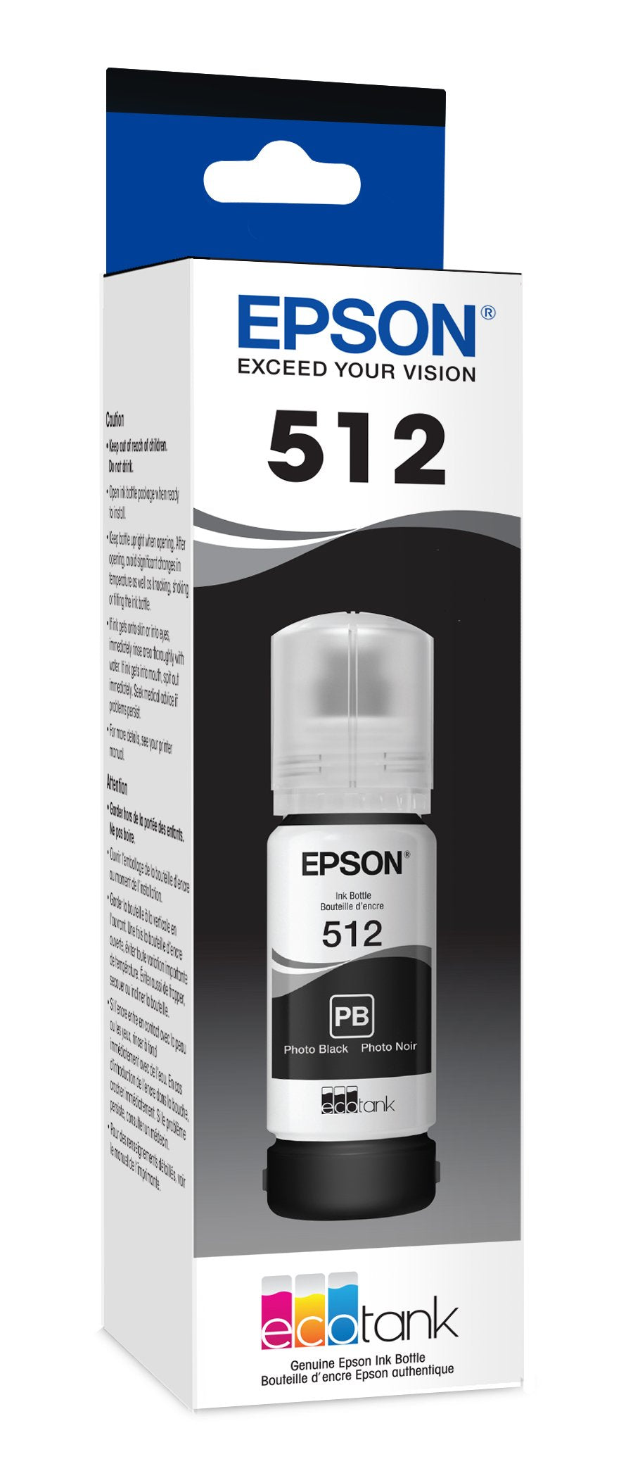 EPSON 512 EcoTank Ink Ultra-high Capacity Bottle Photo Black (T512120-S) Works with ET-7700, 7750