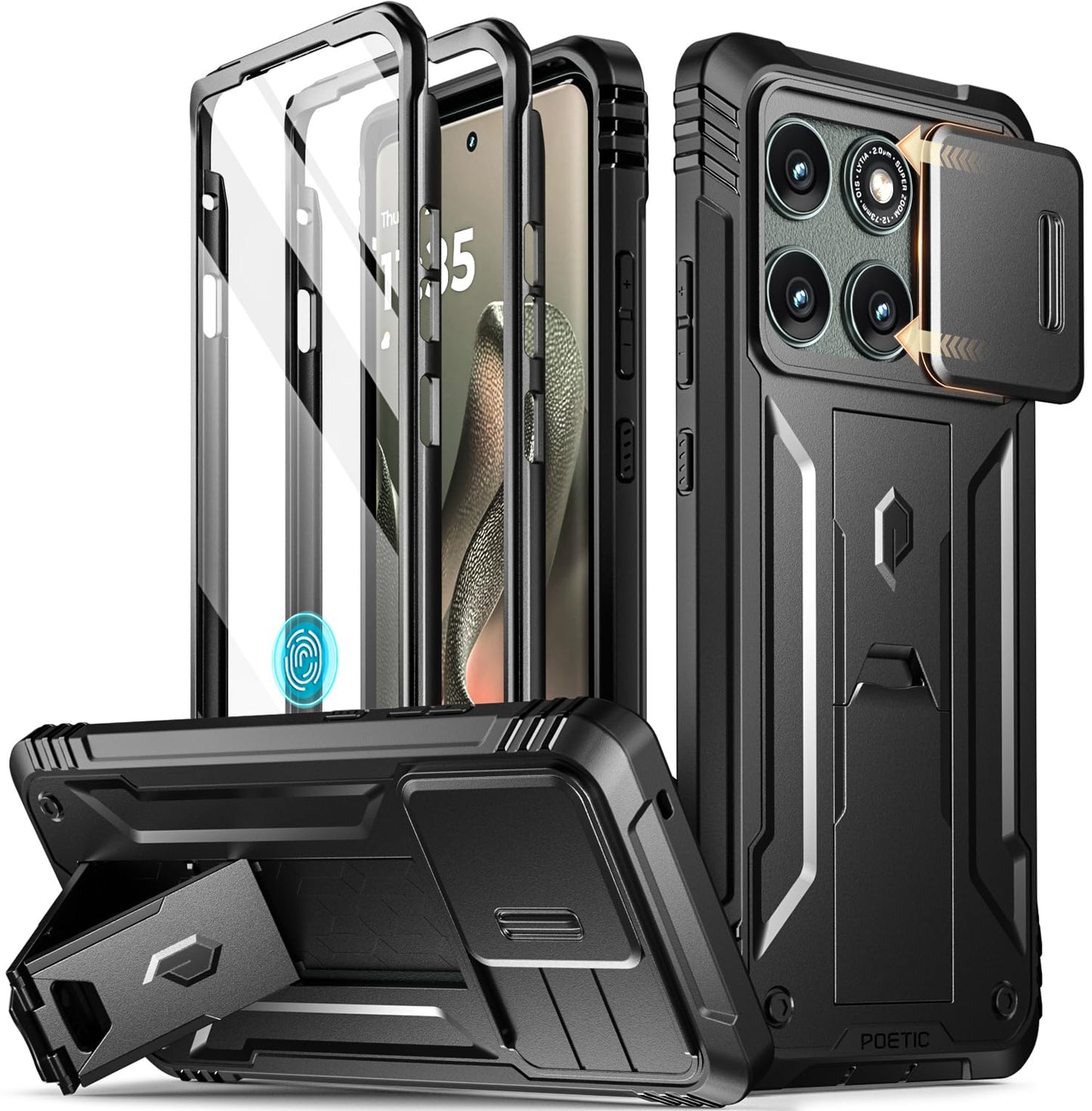 Poetic Revolution Case for Motorola Moto Edge 2025 [Not for 2024 Version], [Slide Camera Cover], Full-Body Military Grade Rugged Shockproof Cover