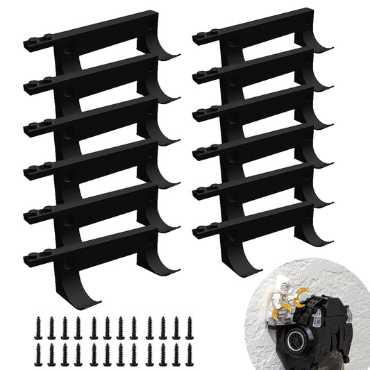 TEYOUYI 12pcs Wall Mount Brackets – Compatible with Lego Speed Champions Sets, Brick Car & Figure Display Holder with Base (Black)